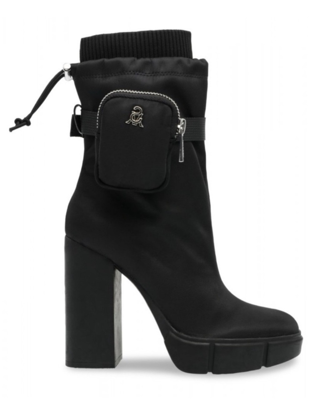 New! Steve Madden Riseup Platform Square Heel Ankle Boots w/ Detachable Pouch